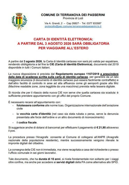 Carta di identità elettronica: a partire dal 3 agosto 2026 sarà obbligatoria per viaggiare all'estero
