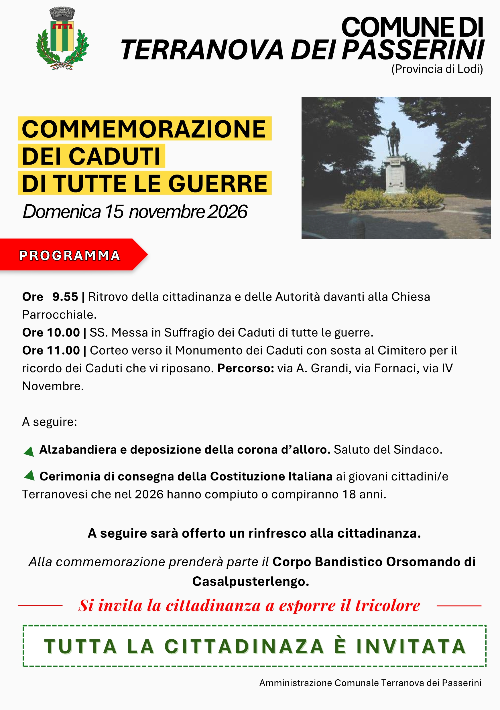 Commemorazione dei Caduti di tutte le Guerre
